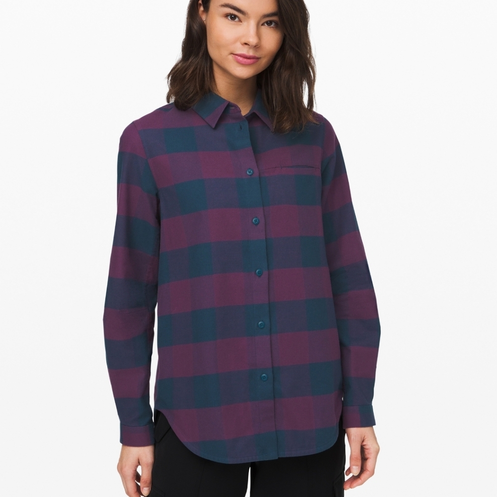 Lululemon Full Day ahead flannel button shirt